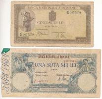 Románia 1942. 500L + 1946. 100.000L + 1993. 5000L 1994. 10.000L + 1998. 100.000L (anyaghiány) T:III-...