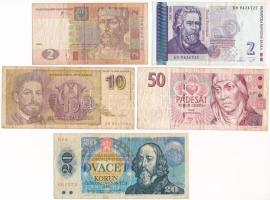 5xklf külföldi bankjegyből álló tétel T:III,III- 5xdiff foreign banknote lot C:F,VG