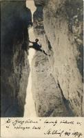 1913 Urtijei, St. Ulrich in Gröden (Südtirol); Dolomiten Delagothurm, Führer Adang / A Bergführer tavaly sikott le és szörnyet halt. photo (EK)
