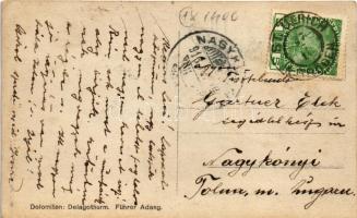 1913 Urtijei, St. Ulrich in Gröden (Südtirol); Dolomiten Delagothurm, Führer Adang / A Bergführer ta...