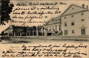 1903 Pozsony, Pressburg, Bratislava; Katona kórház, lovaglóiskola. Verlag Bediene dich allein / Garnison Spital, K.K. Reitschule / K.u.K. military, hospital, riding school (fl)