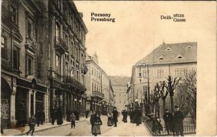 1907 Pozsony, Pressburg, Bratislava; Deák utca, üzletek / street view, shops (EK)