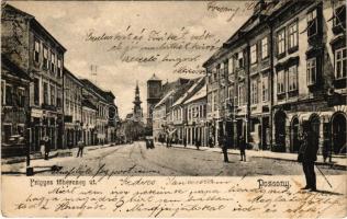 1906 Pozsony, Pressburg, Bratislava; Frigyes főherceg út, üzletek. Neffe J. kiadása / street view, shops (EB)