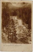 1918 Tátra, Magas-Tátra, Vysoké Tatry; Tarpataki vízesés, fahíd / waterfall, wooden bridge (EK)