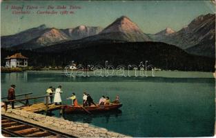 1918 Tátra, Magas-Tátra, Vysoké Tatry; Csorba-tó, GIZELLA csónak / Strbské pleso / lake, rowing boat (vágott / cut)