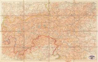 cca 1900-1910 Österreichische Alpenländer (Az osztrák Alpok vidékének térképe), 1 : 850.000, Bibliographisches Institut Leipzig, körbevágva, vászonra kasírozva, kézi jelölésekkel, 66x41 cm