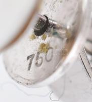 Arany (Au/18k) fehérarany foglalatban, tenyésztett gyöngy és brill (2x0,05ct) fülbevaló pár. bruttó:...
