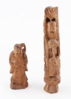 2 db keleti bölcseket ábrázoló fa szobor. 11 cm, 21 cm