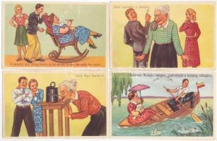 4 db RÉGI Rekord humoros használatlan képeslap / 4 pre-1945 humorous unused postcards