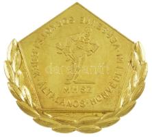 1979. MHSZ - Sorkötelesek Általános Honvédelmi versenye - Lenti 1979 egyoldalas aranyozott fém emlékplakett eredeti tokban (60x65mm) T:2 karc, a tokon kis sérülés