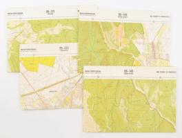1989 4 db Borsod-Abaúj-Zemplén megye topográfiai térkép (Komlóska, Sárospatak, Sátoraljaújhely, Makkoshotyka), egymással érintkezők, 1 : 10.000, 70x60 cm körül