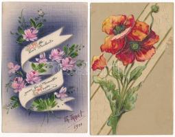 5 db RÉGI üdvözlő képeslap vegyes minőségben: közte dombornyomott és litho is