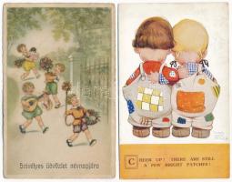 12 db RÉGI gyerek képeslap vegyes minőségben: közte litho is