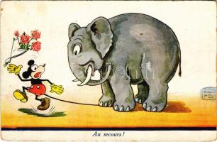 Au secours / Mickey Egér és elefánt / Mickey Mouse and an elephant. WSSB 4374. s: John Wills (EK)
