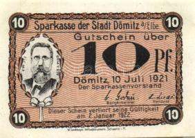 Német Birodalom / Weimari Köztársaság / Dömitz 1921. 10Pf + 25Pf + 50Pf 3klf db, teljes sor T:I