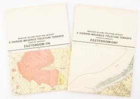 1973 Esztergom-DK és DNy, 2 db földtani térkép. A Dorogi-medence földtani térképe, 10.000-es sorozat. 1 : 10.000. Magyar Állami Földtani Intézet, 150 pld., 103x81 cm