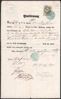 1862 Kétlapos nyugta Kittsee-Köpcsény okmánybélyeggel és negatív bélyegzőkkel