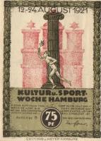 Német Birodalom / Weimari Köztársaság / Hamburg 1921. 50Pf + 75Pf + 1M 3klf db, teljes sor T:I