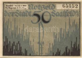 Német Birodalom / Weimari Köztársaság / Saalfeld 1921. 50Pf(3x) 3klf db, teljes sor T:I