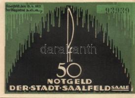 Német Birodalom / Weimari Köztársaság / Saalfeld 1921. 50Pf(3x) 3klf db, teljes sor T:I