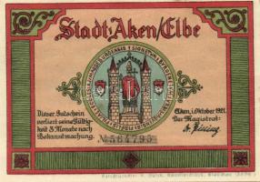 Német Birodalom / Weimari Köztársaság / Aken 1921. 25Pf + 50Pf(4x) + 75Pf 6klf db, teljes sor T:I