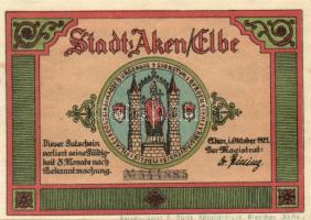 Német Birodalom / Weimari Köztársaság / Aken 1921. 25Pf + 50Pf(4x) + 75Pf 6klf db, teljes sor T:I