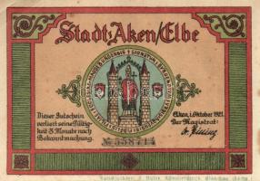 Német Birodalom / Weimari Köztársaság / Aken 1921. 25Pf + 50Pf(4x) + 75Pf 6klf db, teljes sor T:I