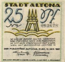 Német Birodalom / Weimari Köztársaság / Altona 1921. 25Pf(2x) + 50Pf(2x) + 75Pf(2x) 6klf db, teljes ...