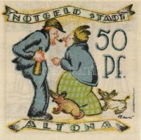 Német Birodalom / Weimari Köztársaság / Altona 1921. 25Pf(2x) + 50Pf(2x) + 75Pf(2x) 6klf db, teljes ...