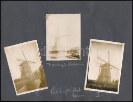 cca 1930 4 db szélmalmokat ábrázoló fotó 6x9 feliratozva, fotósarokkal rögzítve
