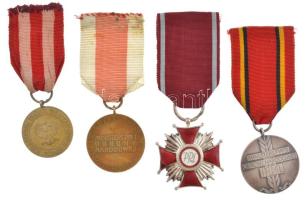 Lengyelország 4xklf kitüntetésből álló tétel, mindegyik szalagon, közte 1960. Lengyel Népköztársasági Érdemkereszt ezüst fokozat, ezüstözött, zománcozott kitüntetés (zománchiba) T:2,2-  Poland 4xdiff medal lot, all with ribbon, within 1960. Cross of Merit of Polish Republic Silver Class silvered, enamelled medal (enamel error) C:XF,VF