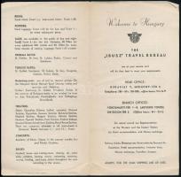 cca 1946 IBUSZ utazási iroda angol nyelvű reklám prospektusa (régi címer, de az árak már forintban), 4 p.