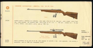 1962 Beretta illusztrált fegyver katalógus és árjegyzék, 18 sztl. oldal, borítón bélyegzővel, tollas...