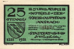 Német Birodalom / Weimari Köztársaság / Ansbach 1921. 25Pf(7x) + 75Pf(7x) összesen 14klf db, teljes sor T:I