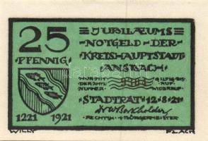 Német Birodalom / Weimari Köztársaság / Ansbach 1921. 25Pf(7x) + 75Pf(7x) összesen 14klf db, teljes ...