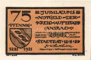 Német Birodalom / Weimari Köztársaság / Ansbach 1921. 25Pf(7x) + 75Pf(7x) összesen 14klf db, teljes ...