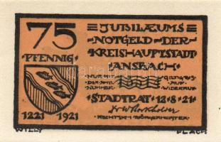 Német Birodalom / Weimari Köztársaság / Ansbach 1921. 25Pf(7x) + 75Pf(7x) összesen 14klf db, teljes ...