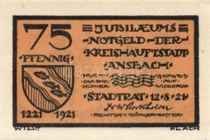 Német Birodalom / Weimari Köztársaság / Ansbach 1921. 25Pf(7x) + 75Pf(7x) összesen 14klf db, teljes ...
