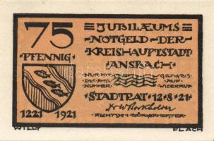 Német Birodalom / Weimari Köztársaság / Ansbach 1921. 25Pf(7x) + 75Pf(7x) összesen 14klf db, teljes ...