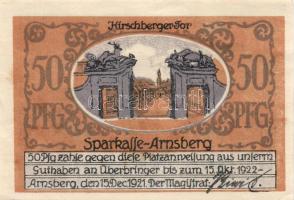 Német Birodalom / Weimari Köztársaság / Arnsberg 1921. 50Pf + 1M + 2M 3klf db, teljes sor T:I