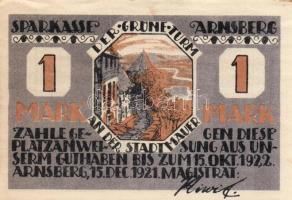 Német Birodalom / Weimari Köztársaság / Arnsberg 1921. 50Pf + 1M + 2M 3klf db, teljes sor T:I