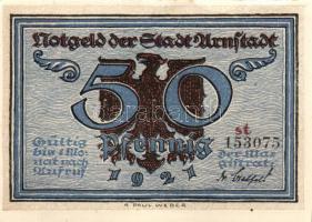 Német Birodalom / Weimari Köztársaság / Arnstadt 1921. 50Pf(6x) 6klf db, teljes sor T:I