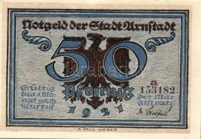 Német Birodalom / Weimari Köztársaság / Arnstadt 1921. 50Pf(6x) 6klf db, teljes sor T:I