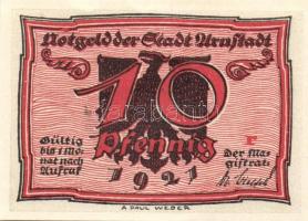 Német Birodalom / Weimari Köztársaság / Arnstadt 1921. 10Pf(6x) 6klf db, teljes sor T:I