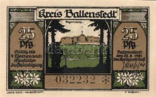 Német Birodalom / Weimari Köztársaság / Ballenstedt 1921. 25Pf + 30Pf(5Pf(2x)+10Pf(2x)) + 50Pf(2x) + 75Pf + 100Pf összesen 6klf db, teljes sor T:I