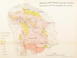 cca 1900-1910 Aranyida környékének földtani térképe (Geologische Karte der Umgebung von Aranyida). Bp., Magyar Földrajzi Intézet Rt., 45,5x35 cm