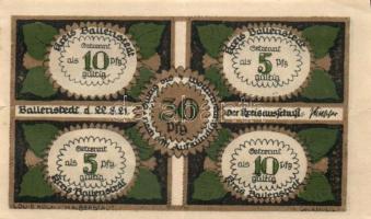 Német Birodalom / Weimari Köztársaság / Ballenstedt 1921. 25Pf + 30Pf(5Pf(2x)+10Pf(2x)) + 50Pf(2x) +...