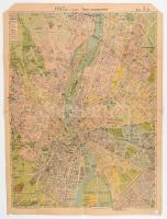 1947 Budapest közlekedési térképe, hátoldalon utcajegyzékkel, szakadásokkal, 64×48 cm
