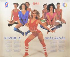 1984 Kezdje a Skáláknál, Skála-Coop naptár plakát, ofszet, papír, feltekerve, lapszéli apró sérülésekkel, 68x83 cm