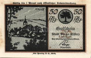 Német Birodalom / Weimari Köztársaság / Berga 1921. 25Pf + 50Pf(2x) + 75Pf összesen 4klf db, teljes ...